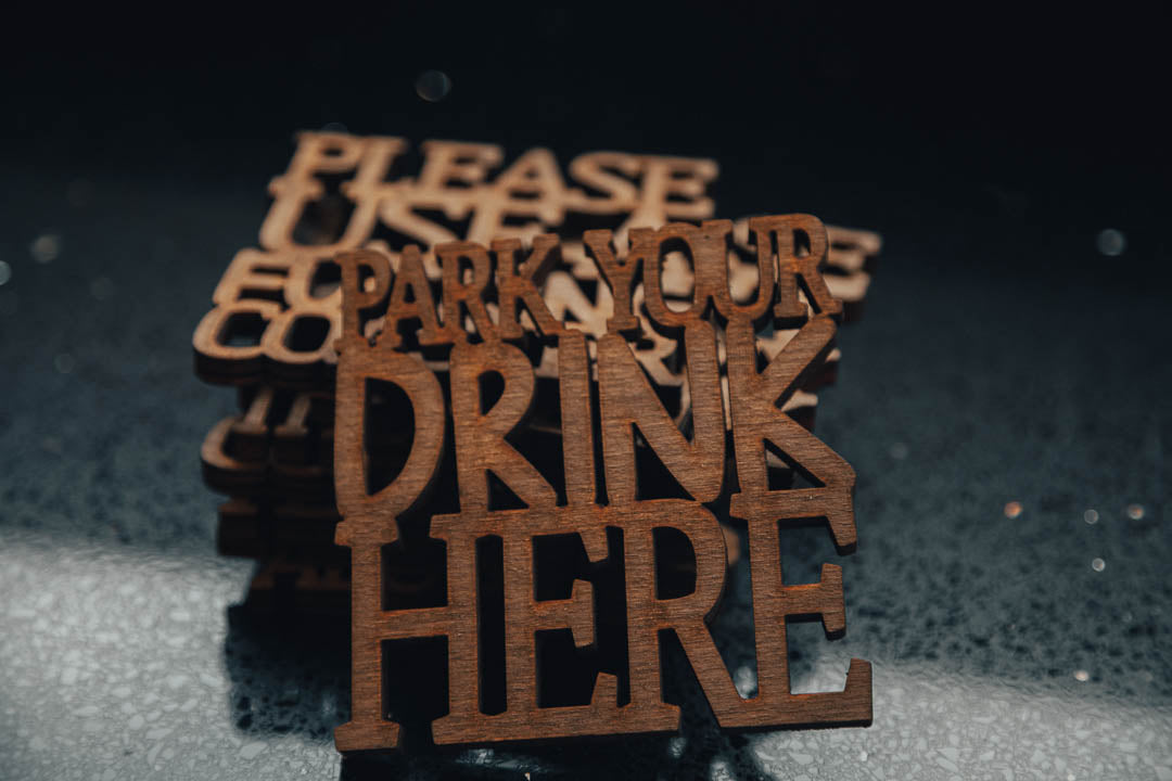 Funny Wooden Text Coasters – Humorous & Friendly Messages (Set of 8)