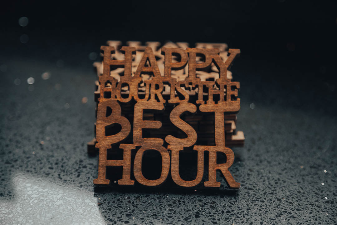 Funny Wooden Text Coasters – Humorous & Friendly Messages (Set of 8)