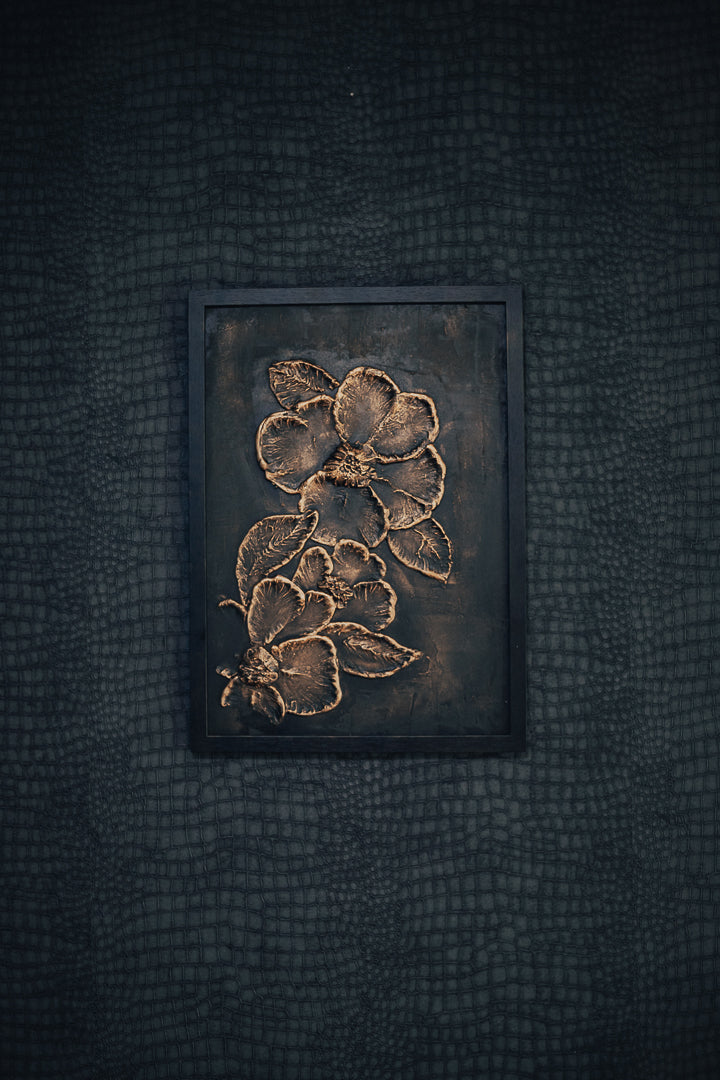 Textured Golden Flower Wall Art