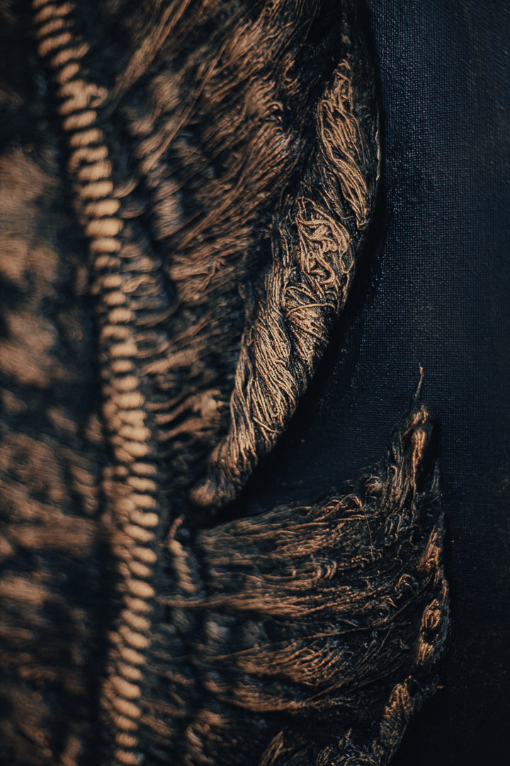 Luxury Textured Feather Wall Art – Black & Gold