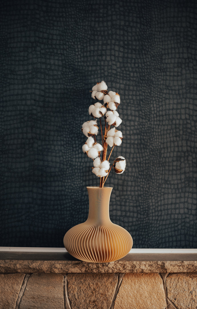Modern Ribbed Sculptural Vase, PLA Vase for Dried Flowers | Minimalist Home Decor (24cm Tall)