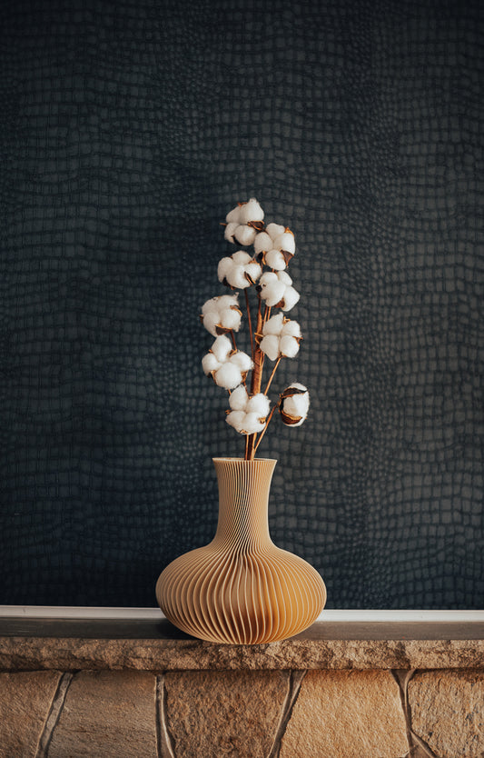 Modern Ribbed Sculptural Vase, PLA Vase for Dried Flowers | Minimalist Home Decor (24cm Tall)