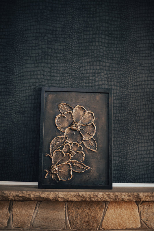 Textured Golden Flower Wall Art