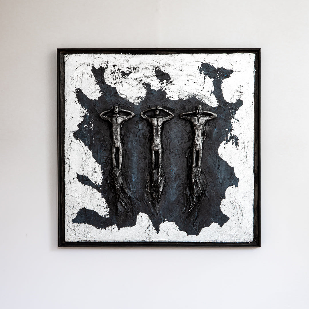 Obsidian Trinity – Textured Sculptural Wall Art | Modern Statement Wall Décor (60cm)