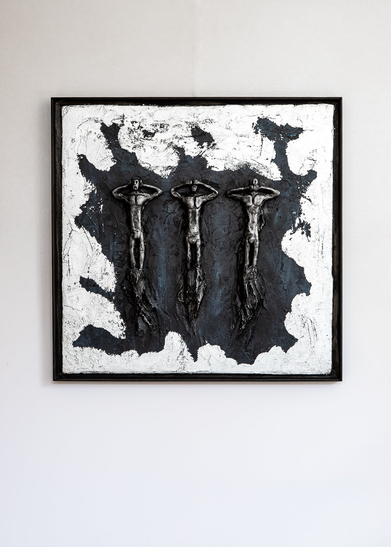 Obsidian Trinity – Textured Sculptural Wall Art | Modern Statement Wall Décor (60cm)