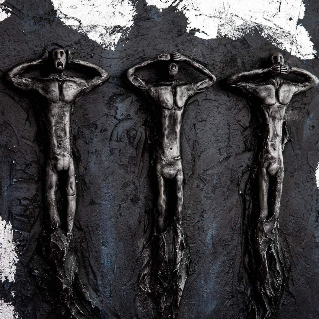Obsidian Trinity – Textured Sculptural Wall Art | Modern Statement Wall Décor (60cm)